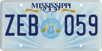 MS license plate ZEB059