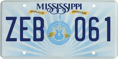 MS license plate ZEB061