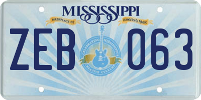 MS license plate ZEB063