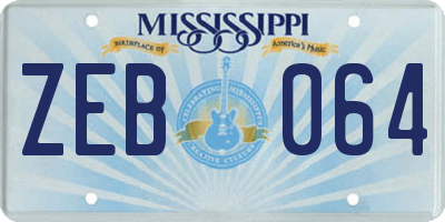 MS license plate ZEB064