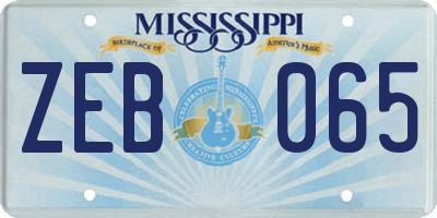 MS license plate ZEB065