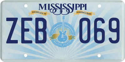 MS license plate ZEB069