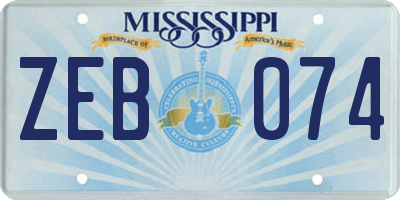 MS license plate ZEB074