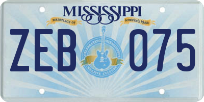 MS license plate ZEB075