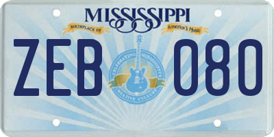 MS license plate ZEB080