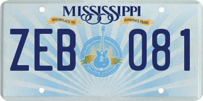 MS license plate ZEB081