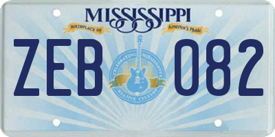 MS license plate ZEB082