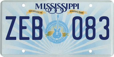 MS license plate ZEB083