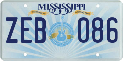MS license plate ZEB086