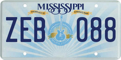 MS license plate ZEB088