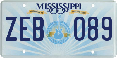MS license plate ZEB089