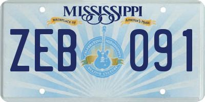 MS license plate ZEB091