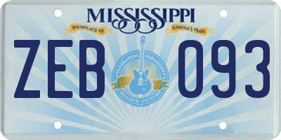 MS license plate ZEB093