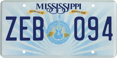 MS license plate ZEB094