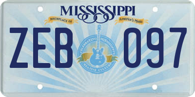 MS license plate ZEB097