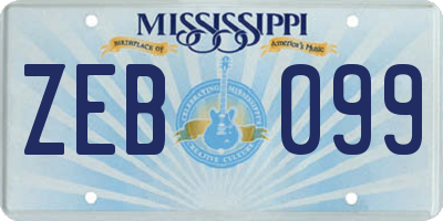 MS license plate ZEB099
