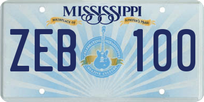 MS license plate ZEB100