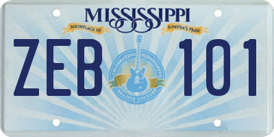 MS license plate ZEB101