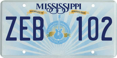MS license plate ZEB102