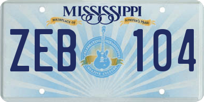 MS license plate ZEB104