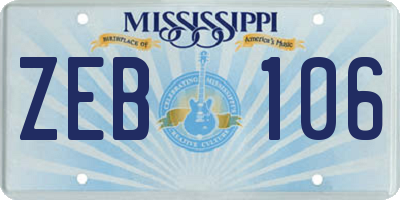 MS license plate ZEB106