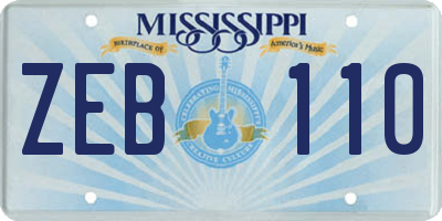 MS license plate ZEB110
