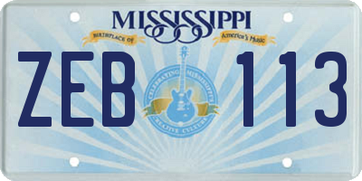 MS license plate ZEB113