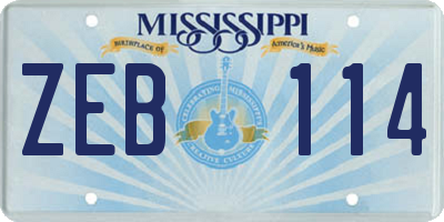 MS license plate ZEB114
