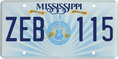 MS license plate ZEB115