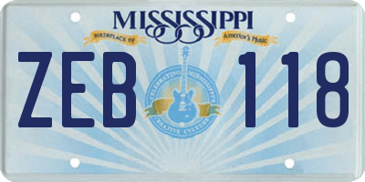MS license plate ZEB118