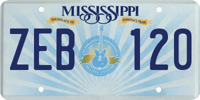 MS license plate ZEB120