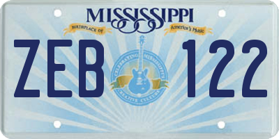 MS license plate ZEB122