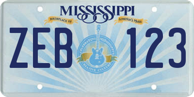 MS license plate ZEB123