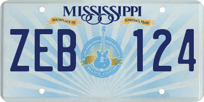 MS license plate ZEB124
