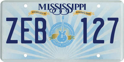 MS license plate ZEB127