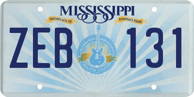 MS license plate ZEB131