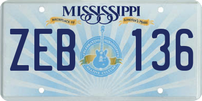 MS license plate ZEB136