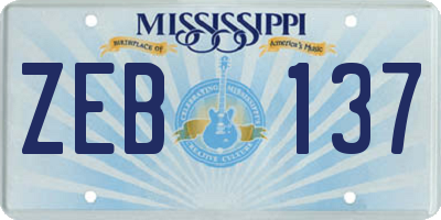 MS license plate ZEB137