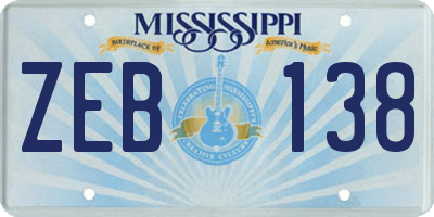 MS license plate ZEB138