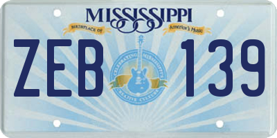 MS license plate ZEB139
