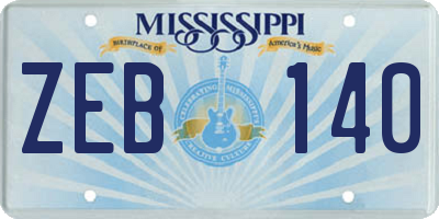 MS license plate ZEB140