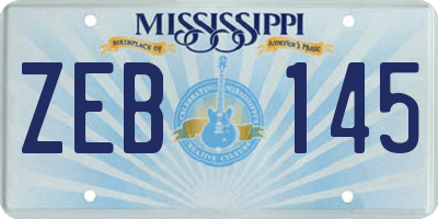 MS license plate ZEB145