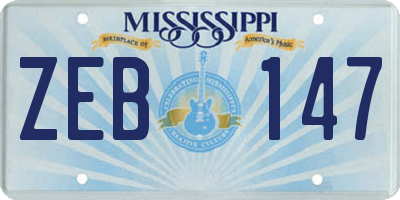 MS license plate ZEB147