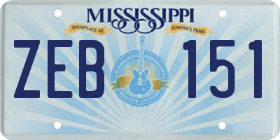 MS license plate ZEB151