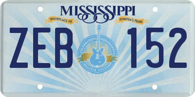 MS license plate ZEB152