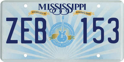 MS license plate ZEB153