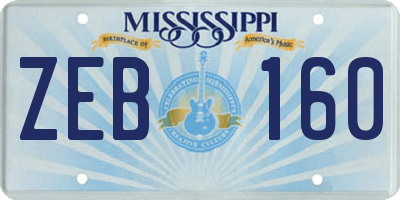 MS license plate ZEB160