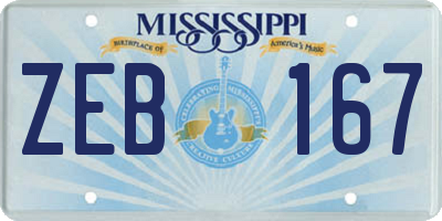 MS license plate ZEB167