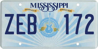 MS license plate ZEB172