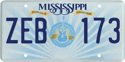 MS license plate ZEB173